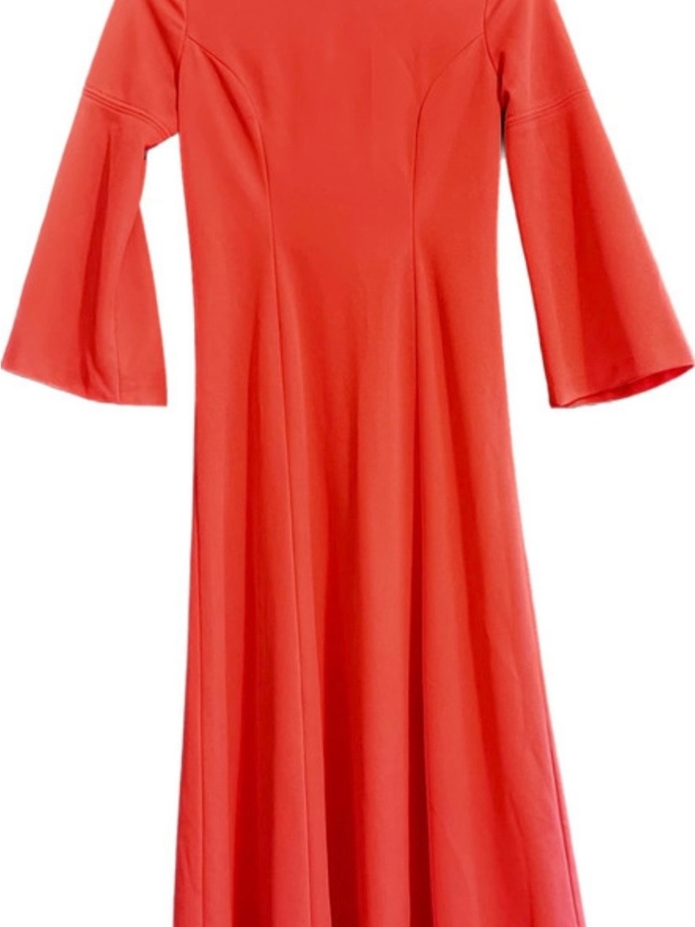 Flattering Red Long-Sleeve A-Line Dress with Bell Sleeves